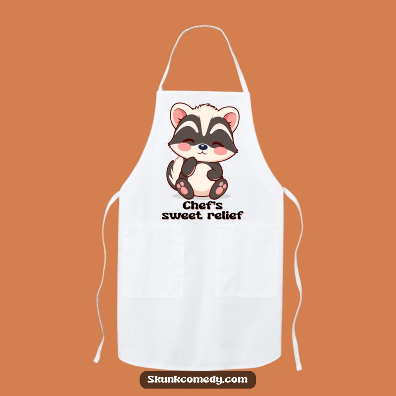 Funny Kawaii Skunk Apron - Relaxed Sighing Skunk Kitchen Wear for Calm Cooking Gift