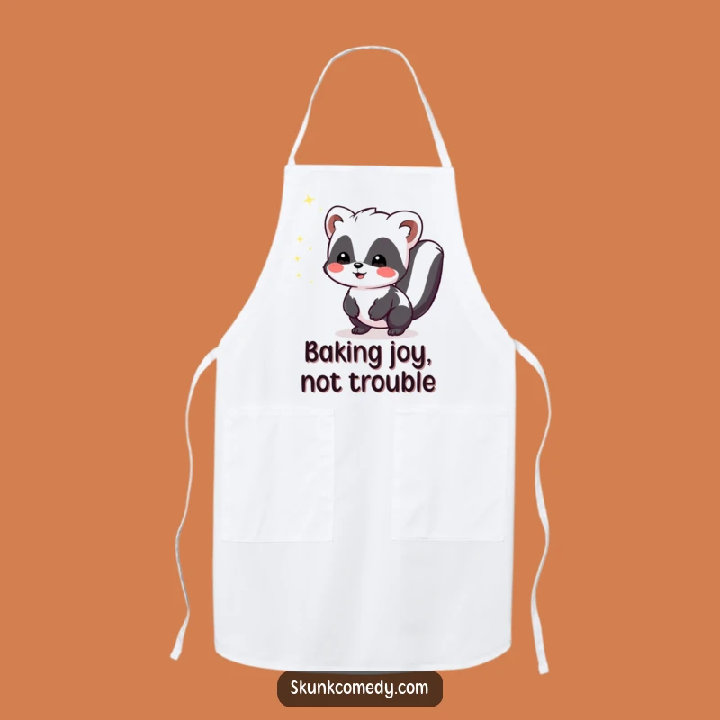 Funny Kawaii Skunk Sparkle Apron, Joyful Stinker Chef Kitchenwear, Cute Animal Gear