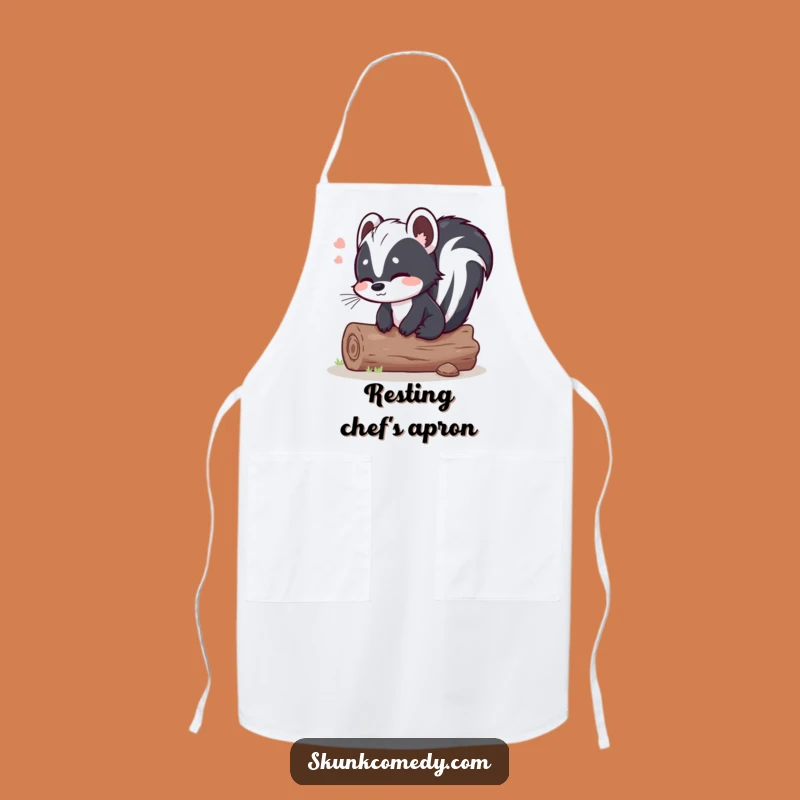Funny Skunk Log Apron: Relieved Chef Wear, Hilarious Gift