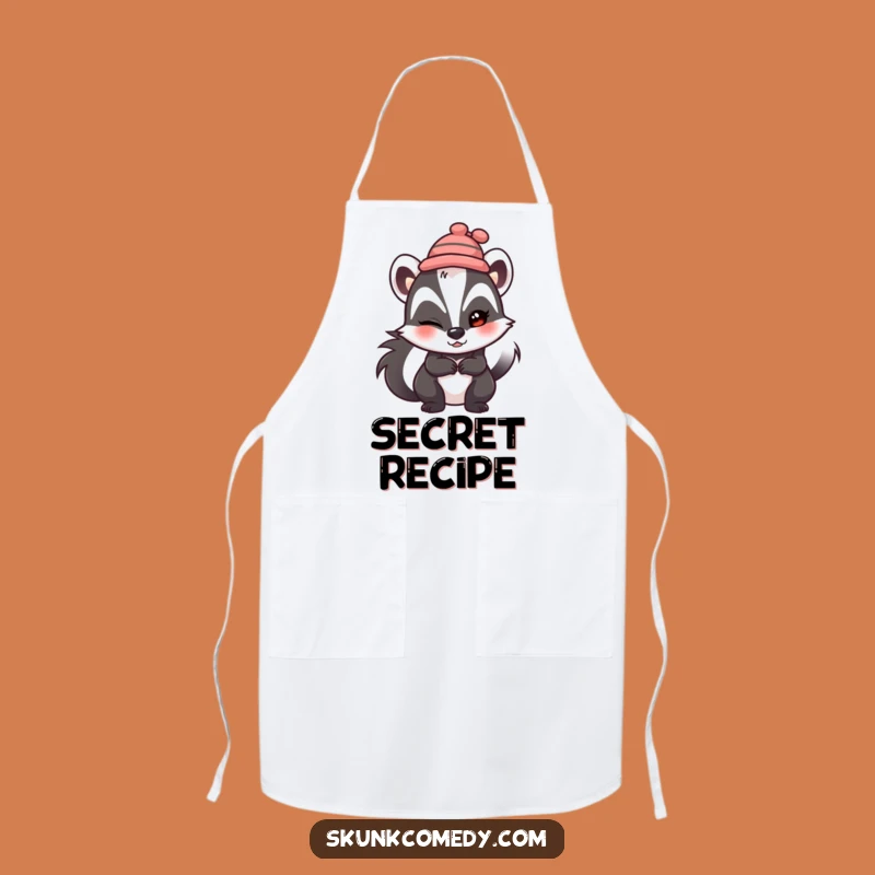 Funny Skunk Hat Wink Apron: Chef's Secret Weapon, Hilarious Gift!