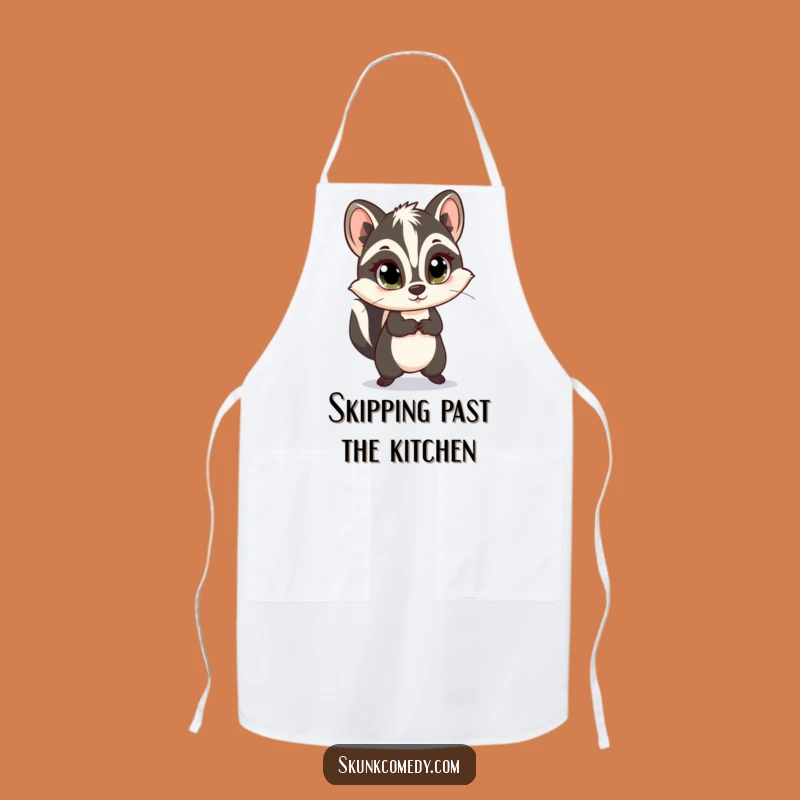 Funny Innocent Skunk Skip Apron: Cooking With Cute & Cheerful Skunk Style