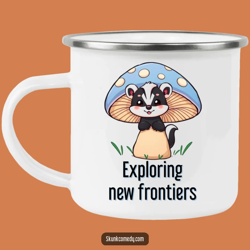 Funny Skunk Mushroom Camping Mug: Your Companion for Enchanting Outdoor Discoveries