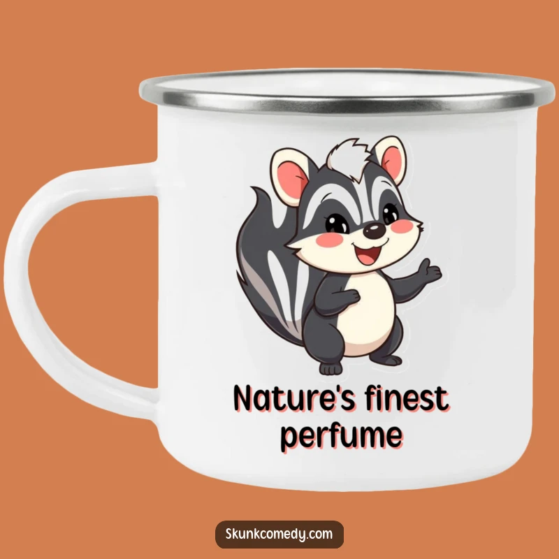 Funny Skunk Camping Mug: Enjoy Outdoors with a Smiling Waving Skunk, Perfect Gift