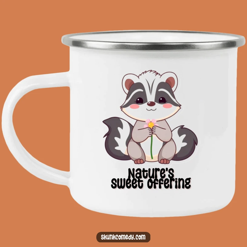 Funny Skunk Flower Camping Mug - Durable & Sweet Outdoor Gift