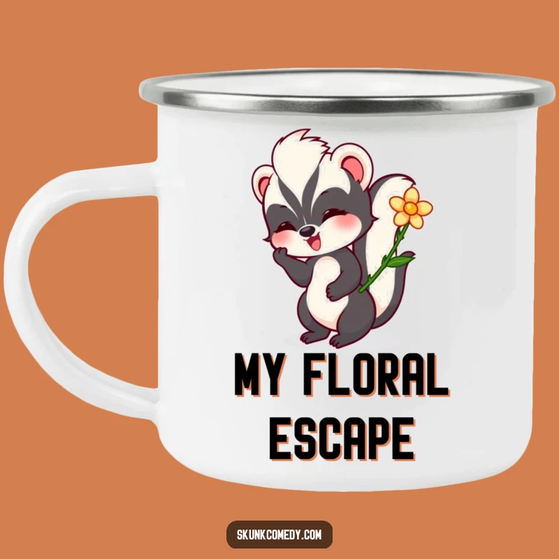 Funny Skunk Flower Camping Mug: Your Companion for Peaceful Outdoor Moments