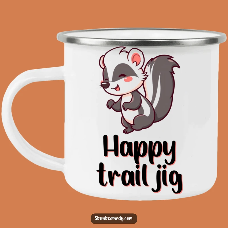 Funny Skunk Jig Camping Mug: Dancer Enamel Cup, Hilarious Outdoor Gift