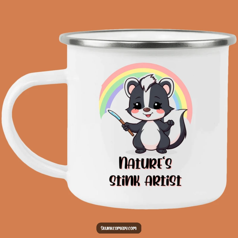 Funny Skunk Rainbow Camping Mug: Your Hilarious Companion for Outdoor Adventures