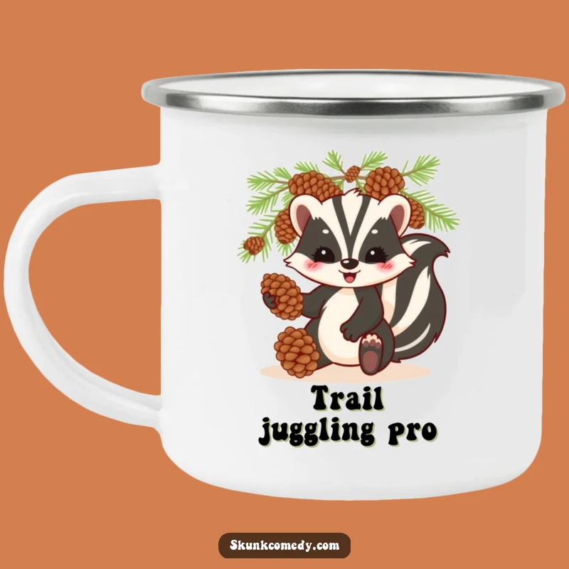 Funny Skunk Juggling Camping Mug: Trail Fuel, Hilarious Outdoor Gift!