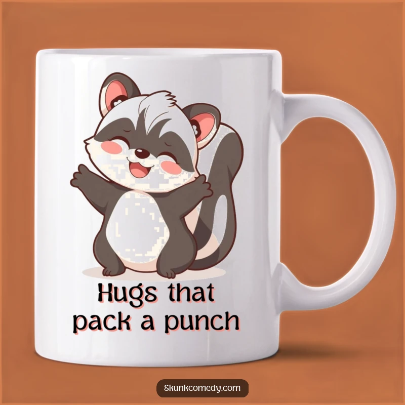Funny Joyful Skunk Embrace Mug: Warm Hugs For A Hilarious & Loving Funny Gift