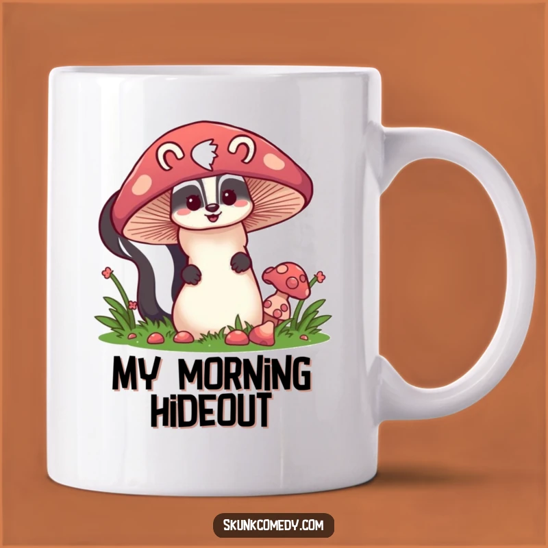 Funny Skunk Mushroom Mug - Whimsical Forest Critter Surprise, Perfect Gift