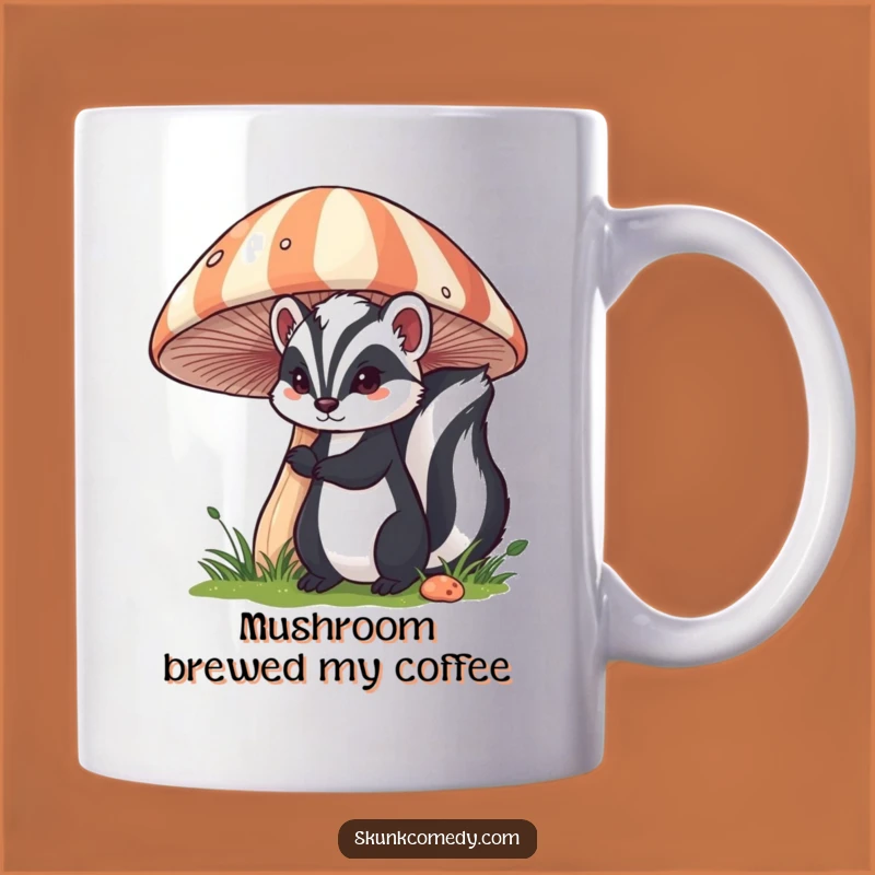 Funny Skunk Mushroom Mug: Whimsical Peek-a-Boo Skunk Design, Perfect Funny Gift