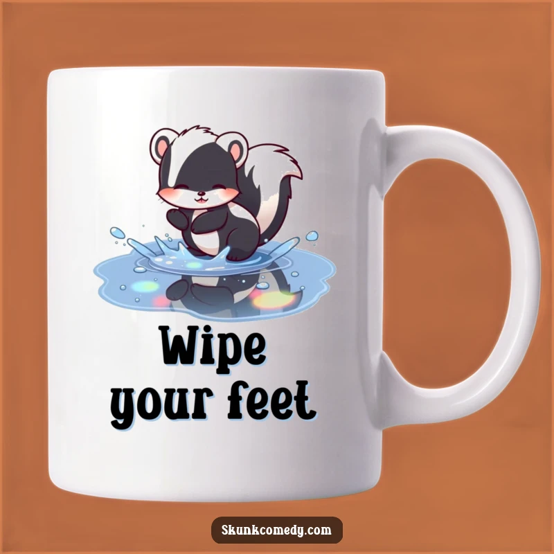 Funny Skunk Puddle Splash Mug: A Joyful & Humorous Gift for Rainy Day Lovers