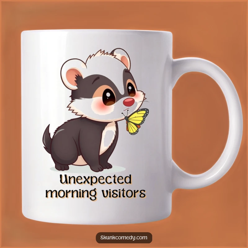 Funny Surprised Skunk Butterfly Mug: A Hilarious Gift for Nature Lovers!