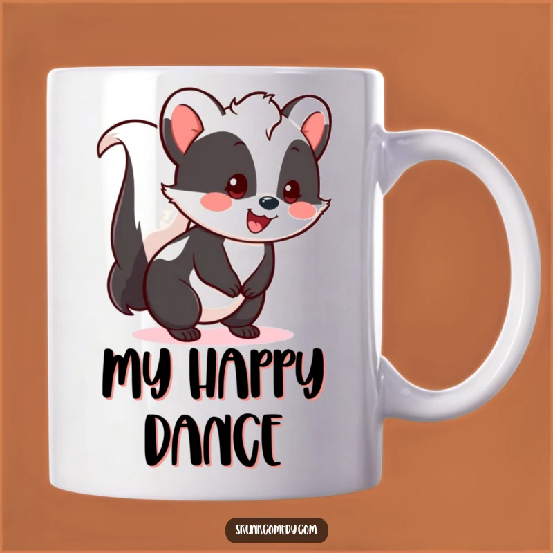Funny Kawaii Skunk Wagging Tail Mug - Joyful Happy Skunk Gift for Enthusiasts