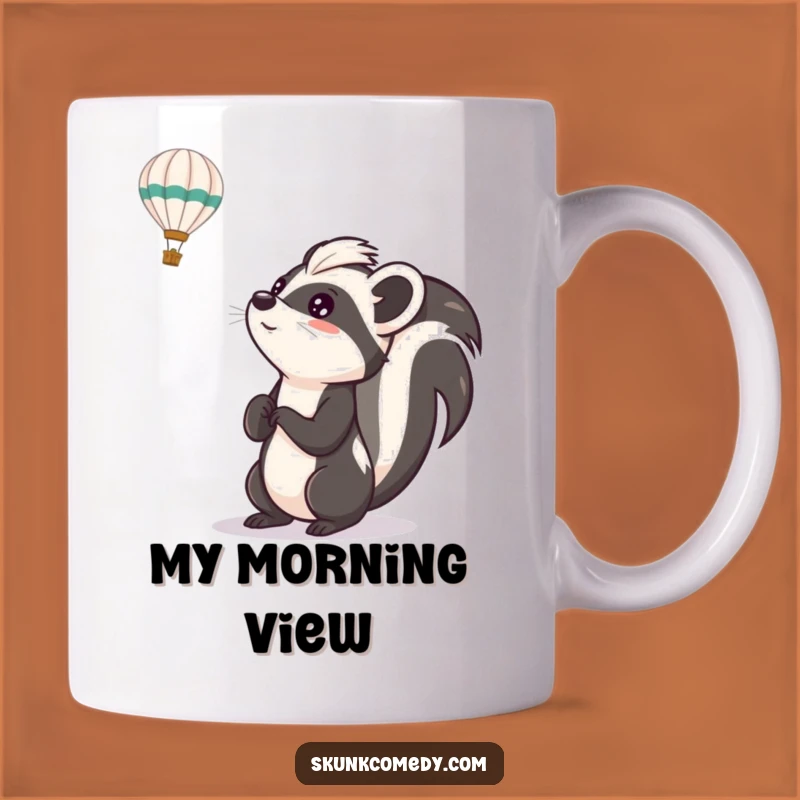 Funny Skunk Balloon Watcher Mug: A Humorous Gift for Dreamers and Adventurers