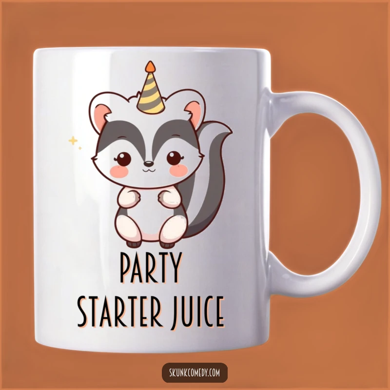 Funny Kawaii Skunk Party Mug - Cheerful Celebration Skunk Gift for Festivities