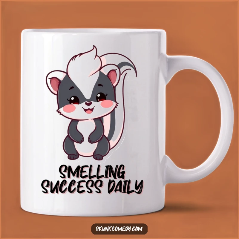 Funny Kawaii Skunk Mug: Friendly smile, a delightful funny gift for nature lovers.