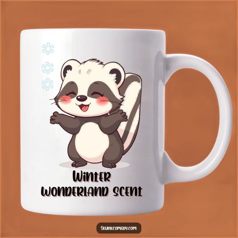 Funny Skunk Snowflake Mug - Winter Wonder Critter Catching Snow, Gift