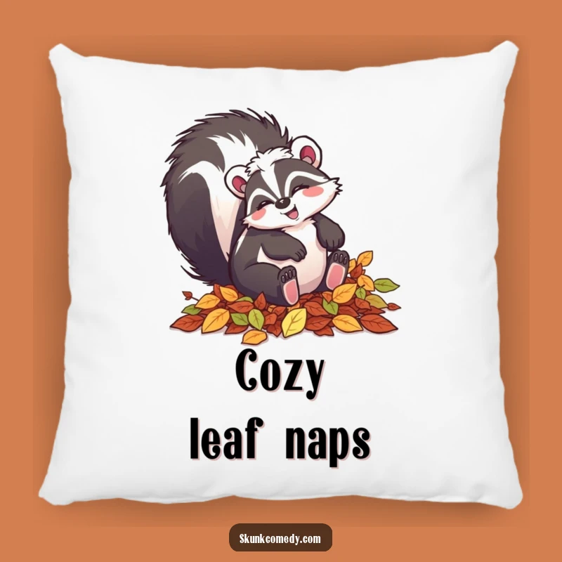 Funny Leaf Tumbling Skunk Pillow: Cuddle up with Fall!