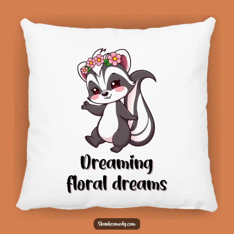 Funny Skunk Pillow: Comfy Whimsical Flower Accent Gift
