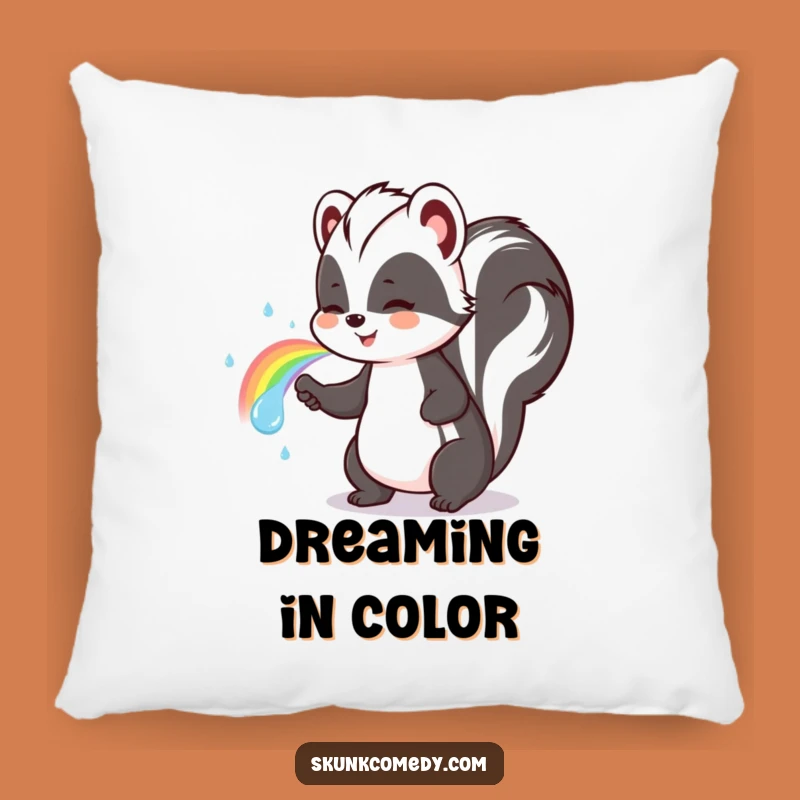 Funny Rainbow Skunk Pillow: Cuddle Up with Color!