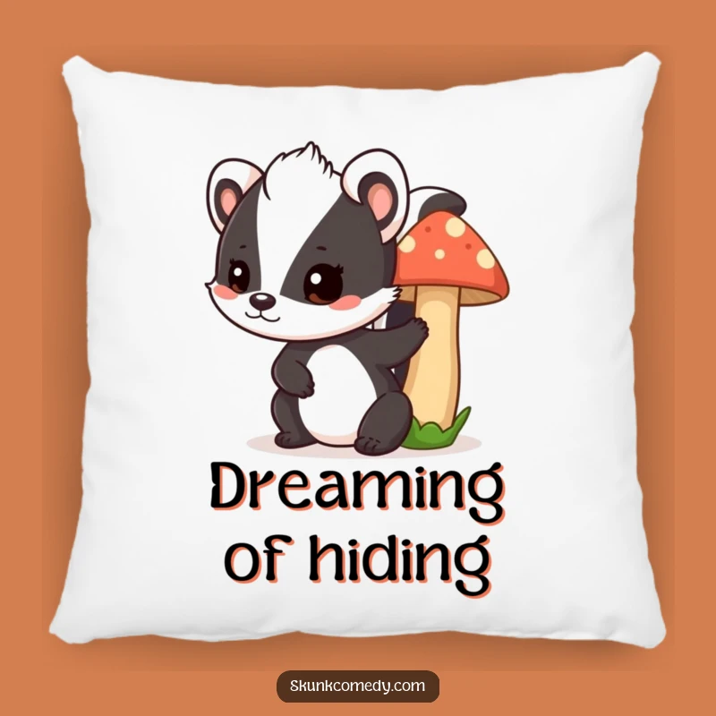 Funny Skunk Mushroom Pillow: Cozy Peeking Cushion, Hilarious Gift