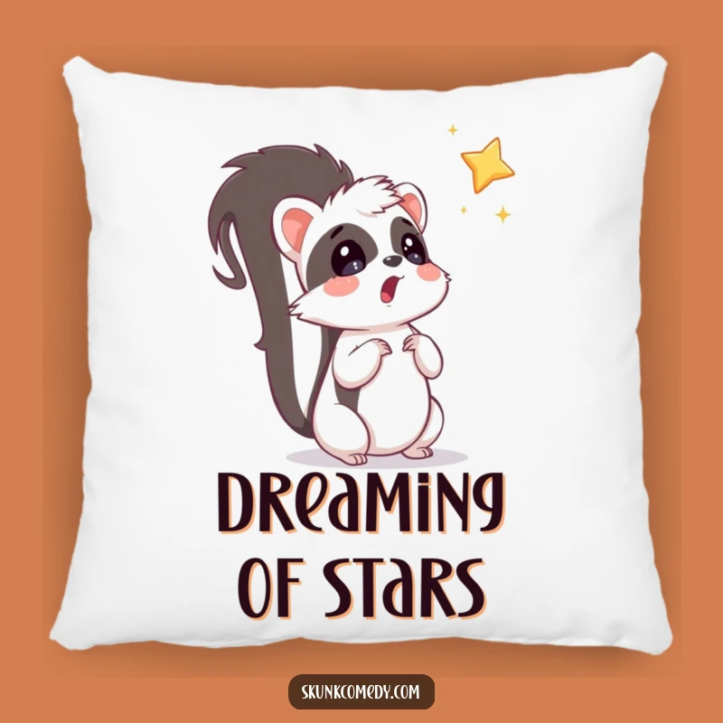 Funny Surprised Skunk Star Pillow: Cozy Whimsical Throw Pillow Gift