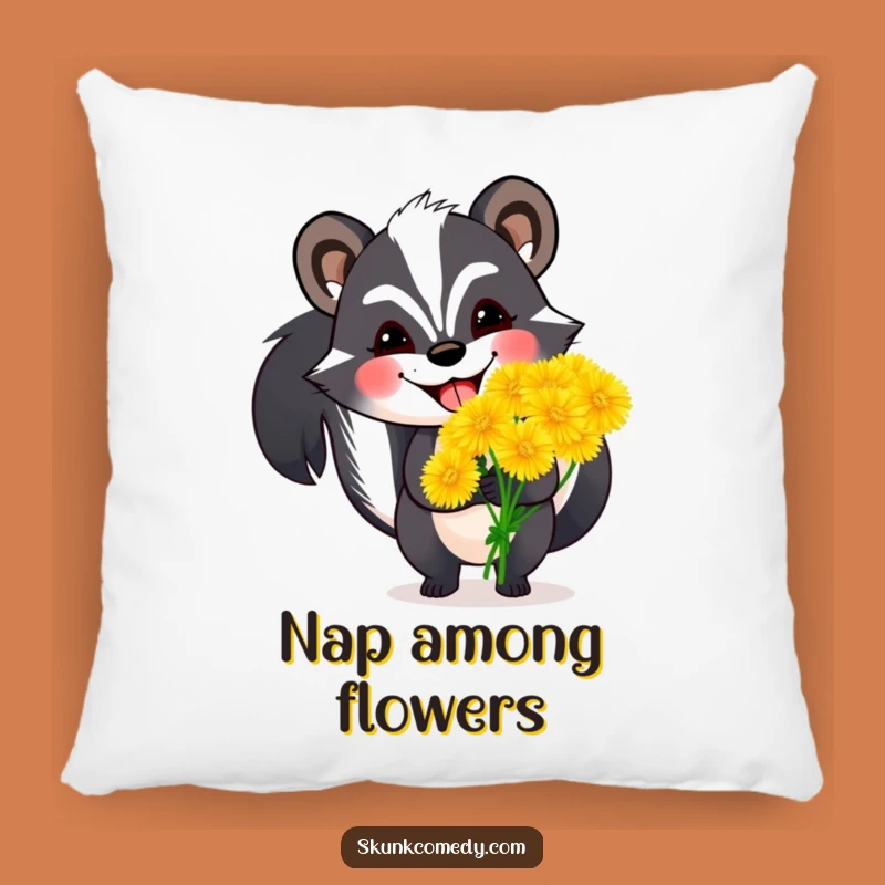 Funny Skunk Dandelion Pillow: Cozy Up with This Cheerful Accent