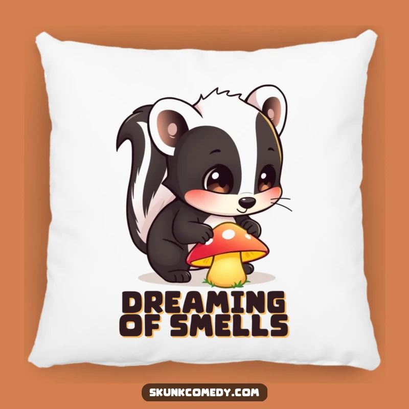 Funny Skunk Mushroom Pillow: Cozy Forest Cushion, Adorable Humorous Gift