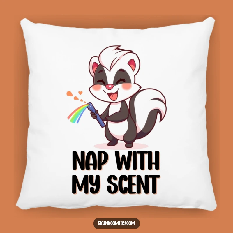 Funny Skunk Rainbow Pillow: Cozy Comfort, Hilarious Accent Pillow Gift!