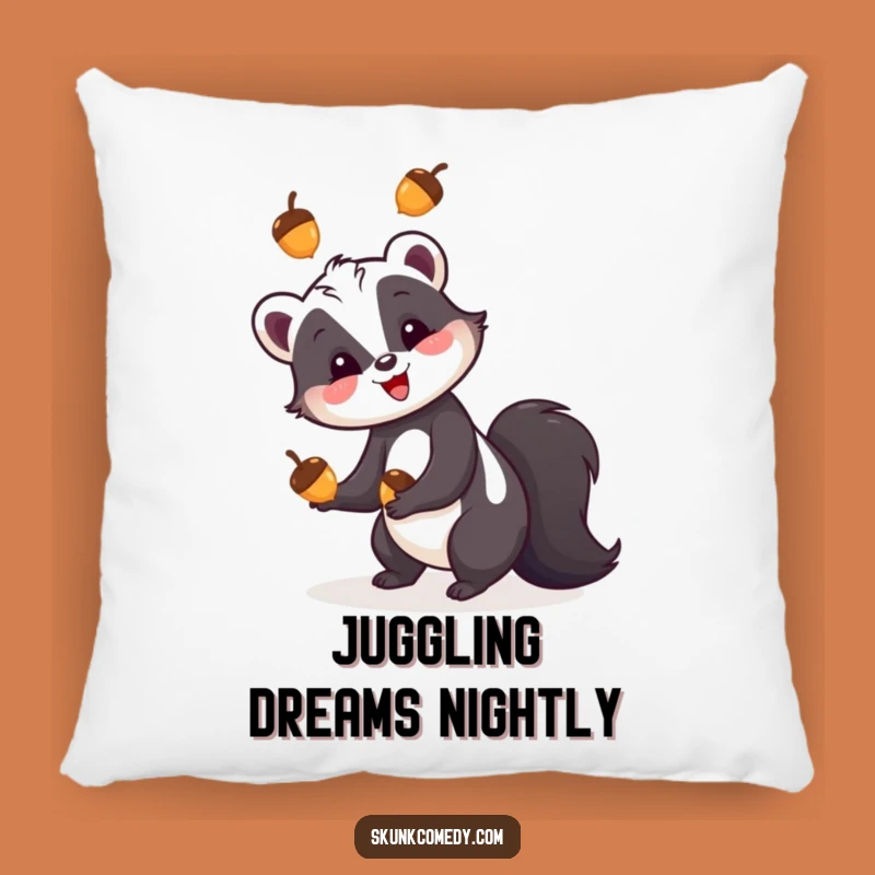 Funny Skunk Juggling Acorns Pillow - Cozy & Whimsical Accent Gift
