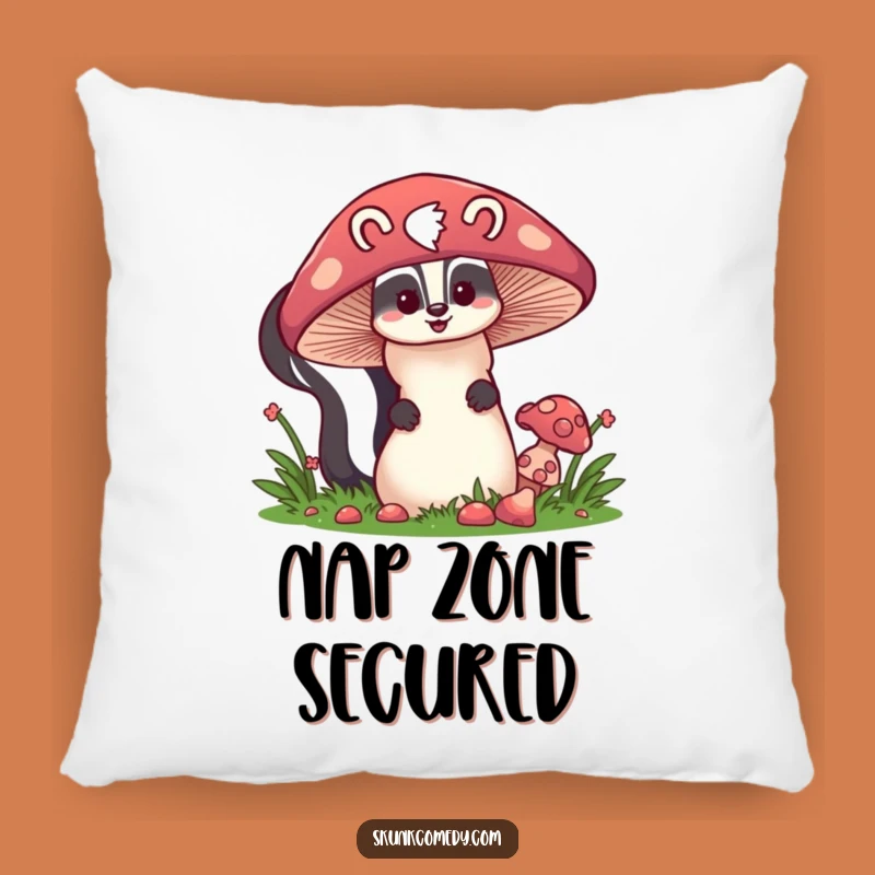 Funny Skunk Mushroom Pillow - Soft Cozy Accent Pillow, Perfect Gift