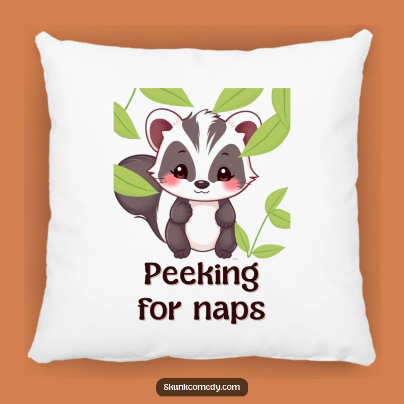 Funny Kawaii Skunk Peek Pillow - Cuddle Up with Sweet, Shy Humor!