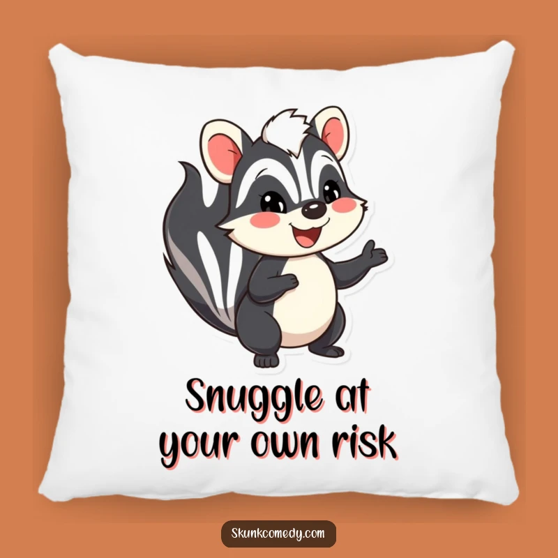 Cozy Funny Skunk Pillow: Smiling Waving Skunk Cushion, Perfect Humorous Gift Accent