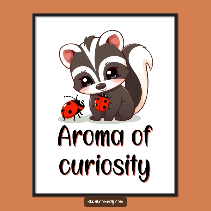 Funny Skunk and Ladybug Digital Art - Cute Printable Wall Decor, Gift Idea