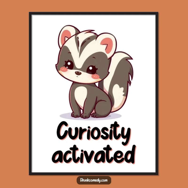 Funny Kawaii Skunk Digital Art - Charming Curious Skunk Printable for Instant Decor Gift