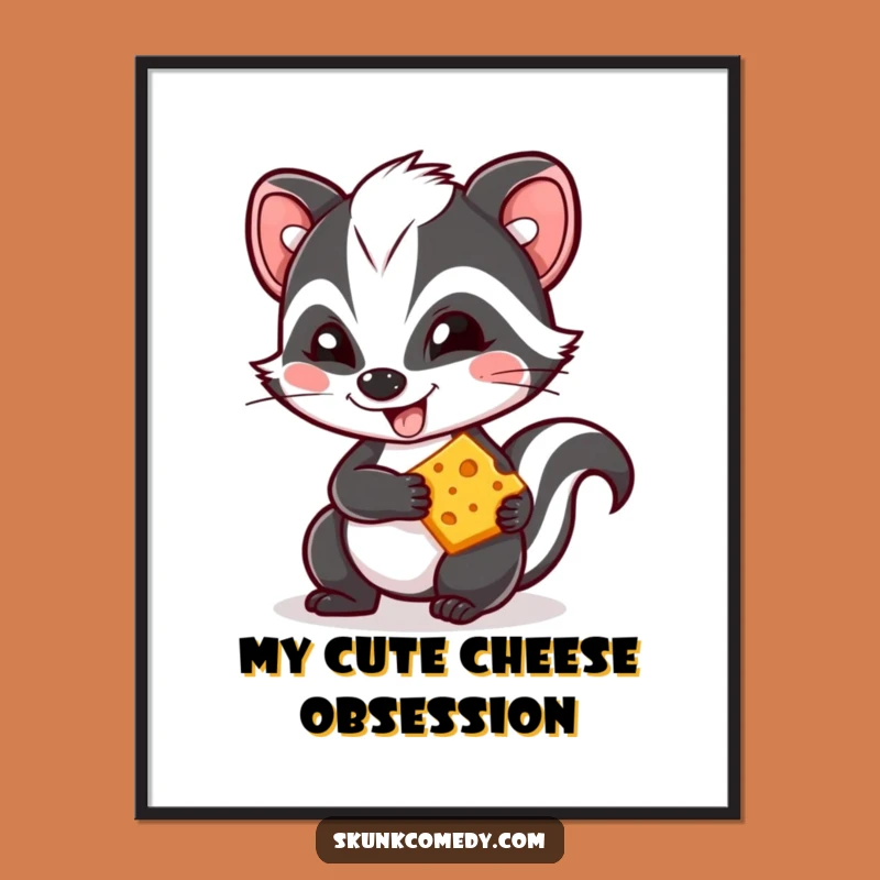 Funny Kawaii Skunk Cheese Digital Art - Cute Wall Decor Gift