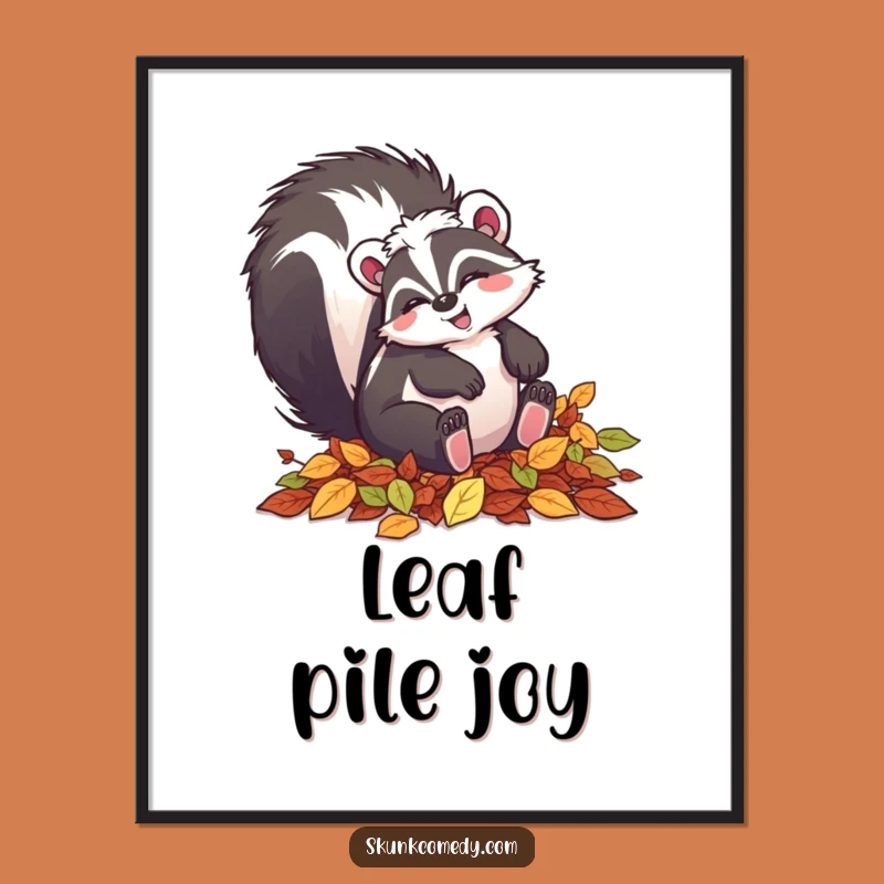 Funny Leaf Tumbling Skunk Digital Art: Instant Autumn Cheer!
