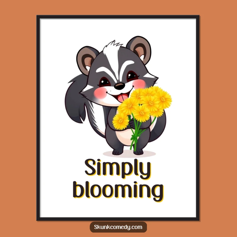 Funny Skunk Dandelion Art Print: Downloadable Cheer for Your Walls