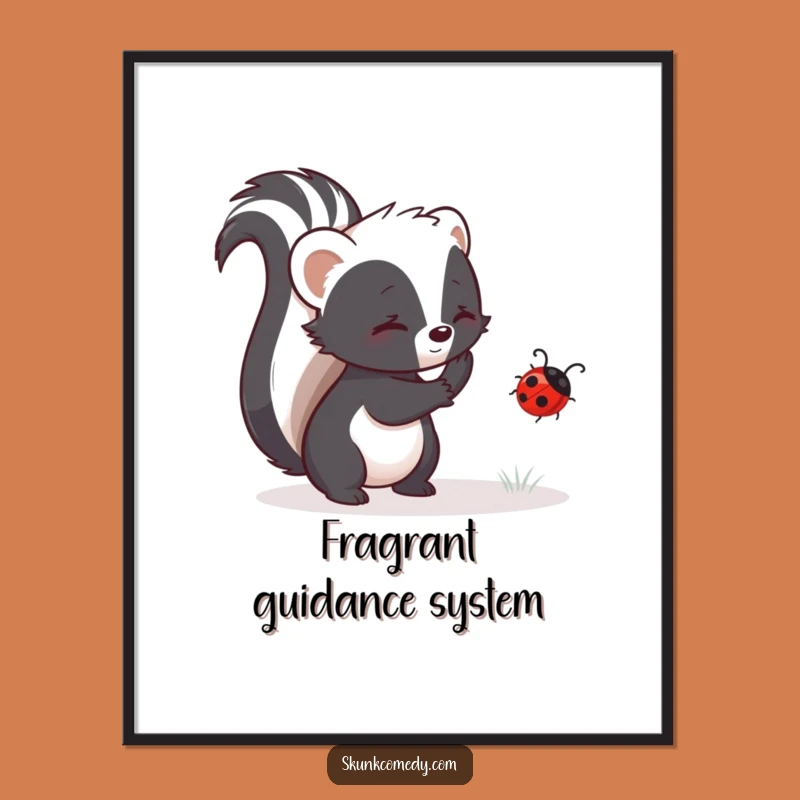 Funny Skunk Guiding Ladybug Digital Art Print: Instant Compassion for Your Walls, A Perfect Funny Gift!