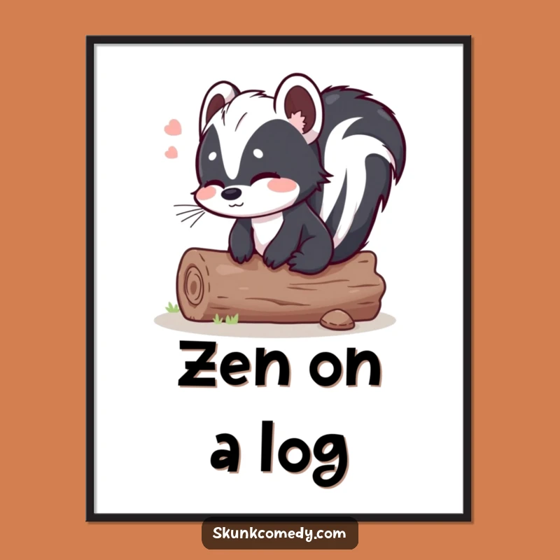 Funny Skunk Log Digital Art: Relieved Sigh Print, Hilarious Gift