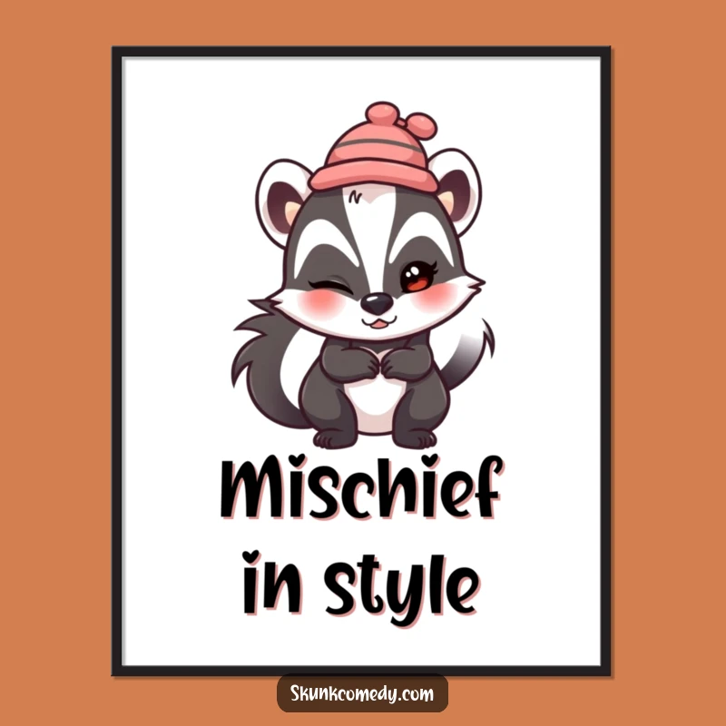 Funny Skunk Hat Wink Digital Art: Instant Mischief, Hilarious Gift!
