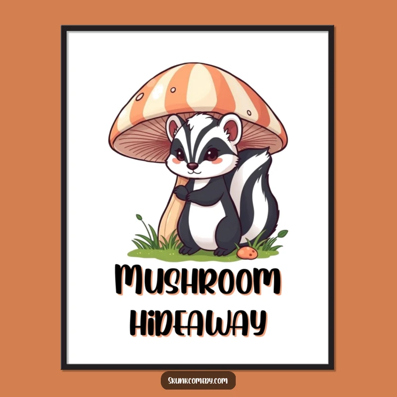 Funny Skunk Mushroom Digital Art: Instant Whimsical Skunk Download