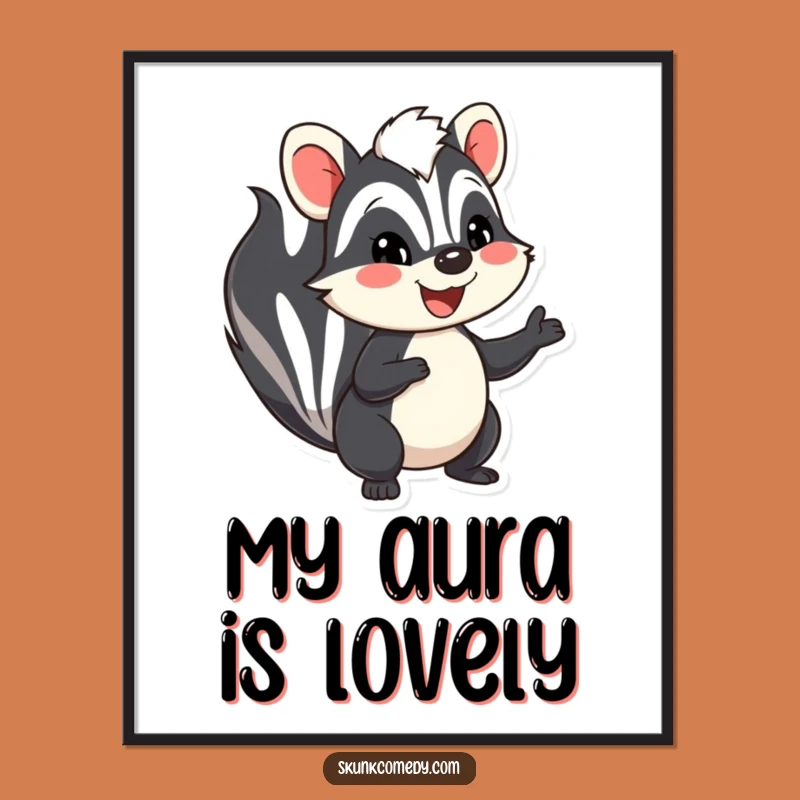 Funny Skunk Digital Art: Smiling Waving Skunk, Printable Humorous Gift for Instant Joy