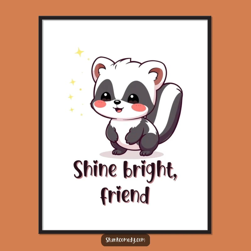 Funny Kawaii Skunk Sparkle Digital Art, Joyful Stinker Printable Decor, Cute Animal Art