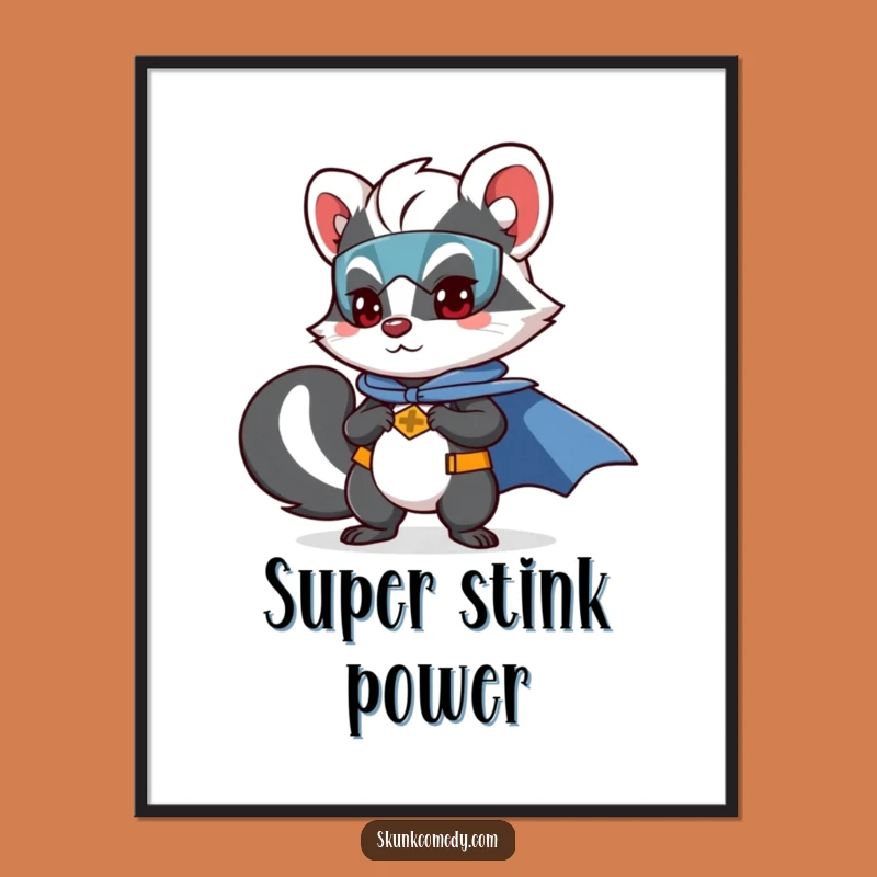 Funny Skunk Superhero Digital Art: Instant Heroic Decor for Skunk Fans