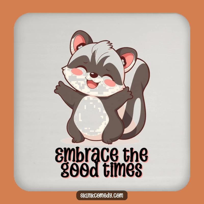 Funny Joyful Skunk Embrace Coaster: Protect Surfaces With A Hug