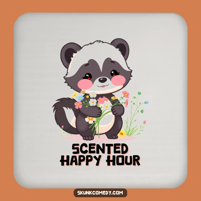 Funny Skunk Bouquet Coaster - Wildflower Drink Protector Gift