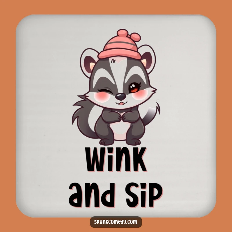 Funny Skunk Hat Wink Coasters: Protect Surfaces with Mischievous Style!