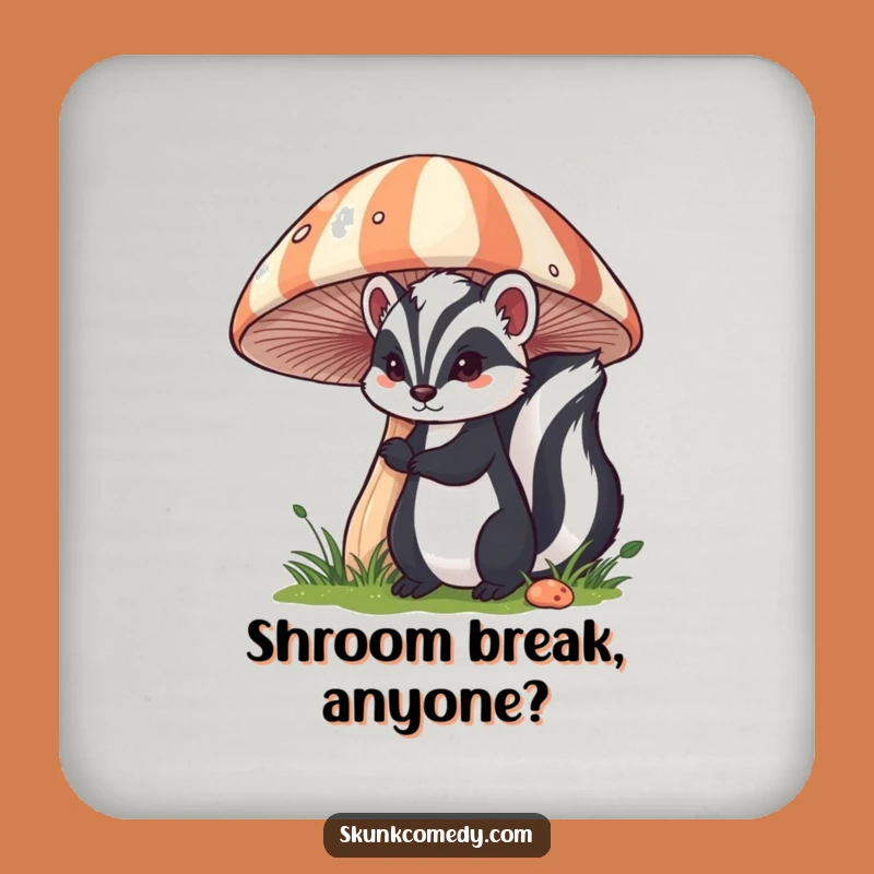 Funny Skunk Mushroom Coaster: Protect Surfaces With Whimsical Skunk